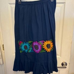 One Size long navy skirt